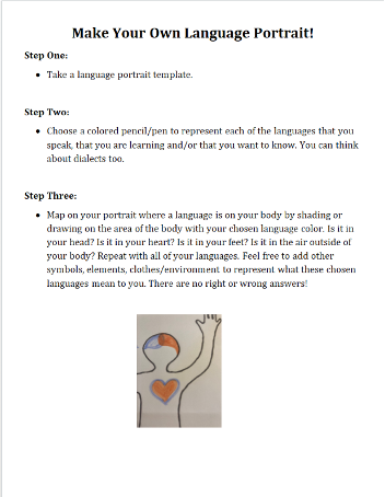 Language Potrait Instruction, by Jenna Nilson, Universty of Warwick